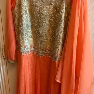 Elegant Orange and Gold Lehenga